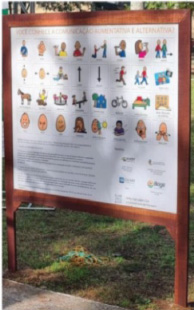foto de uma placa de comunicação alternativa